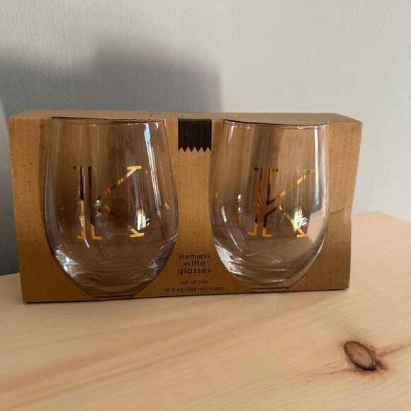 Charming Choices Stemless Wineglass | Set of 2 | Initial K | New in Box - Picture 2 of 5